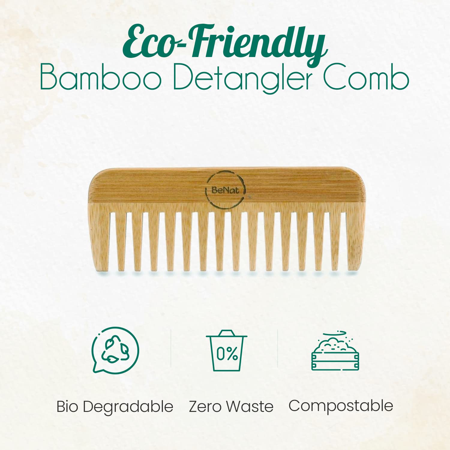 All-Natural Bamboo Hair Comb, eco-friendly grooming tool for men and women, promoting healthy hair growth and scalp care.