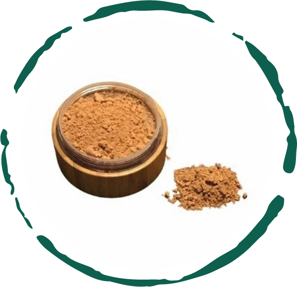 All-Natural Bronzer Loose Powder in a bamboo container with a sifter, showcasing its eco-friendly packaging and natural ingredients.