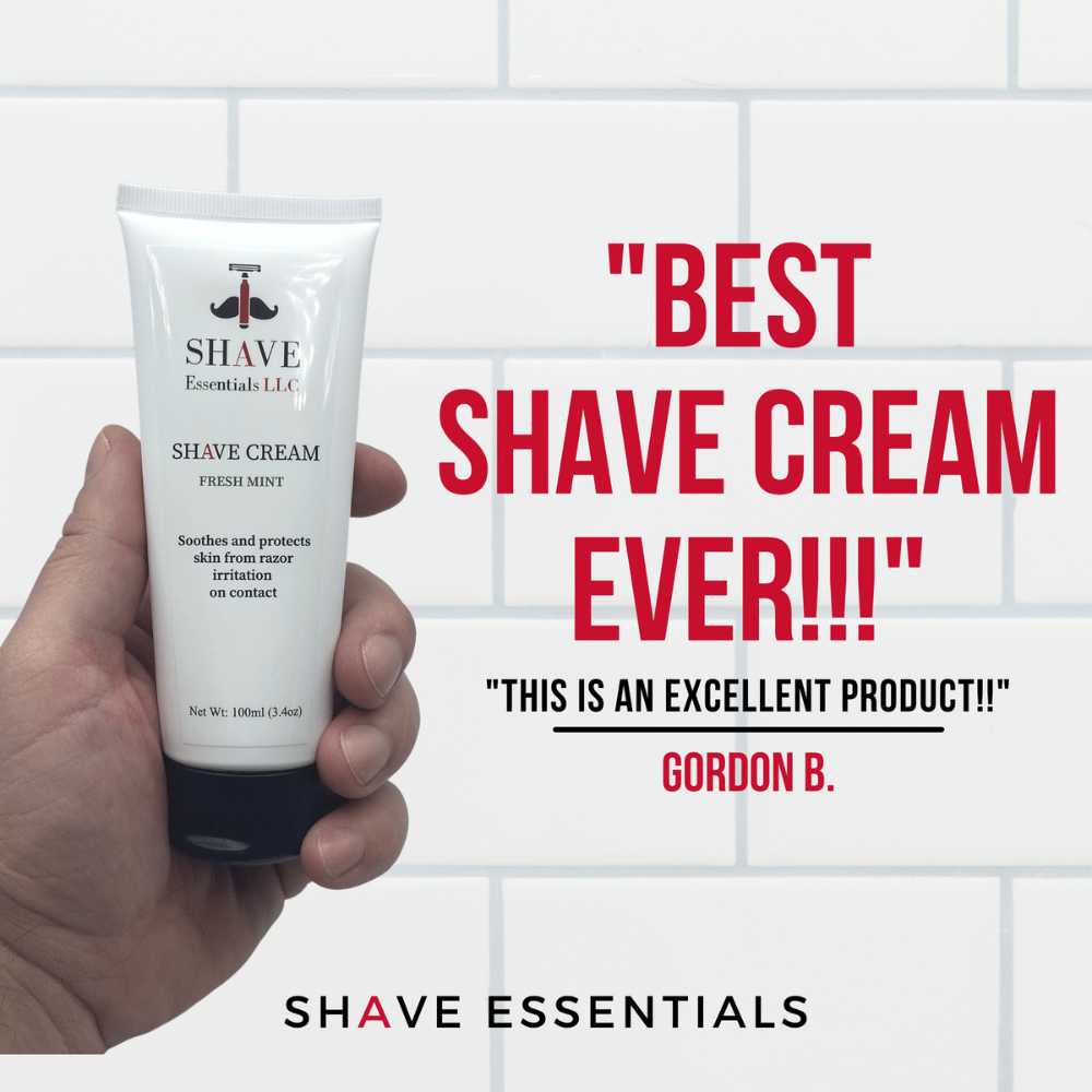 A tube of All-Natural Shave Cream with a refreshing menthol scent, designed for a smooth and irritation-free shaving experience.