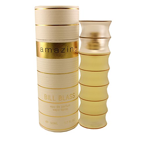 Bill Blass Amazing Eau de Parfum bottle with elegant design and floral accents.