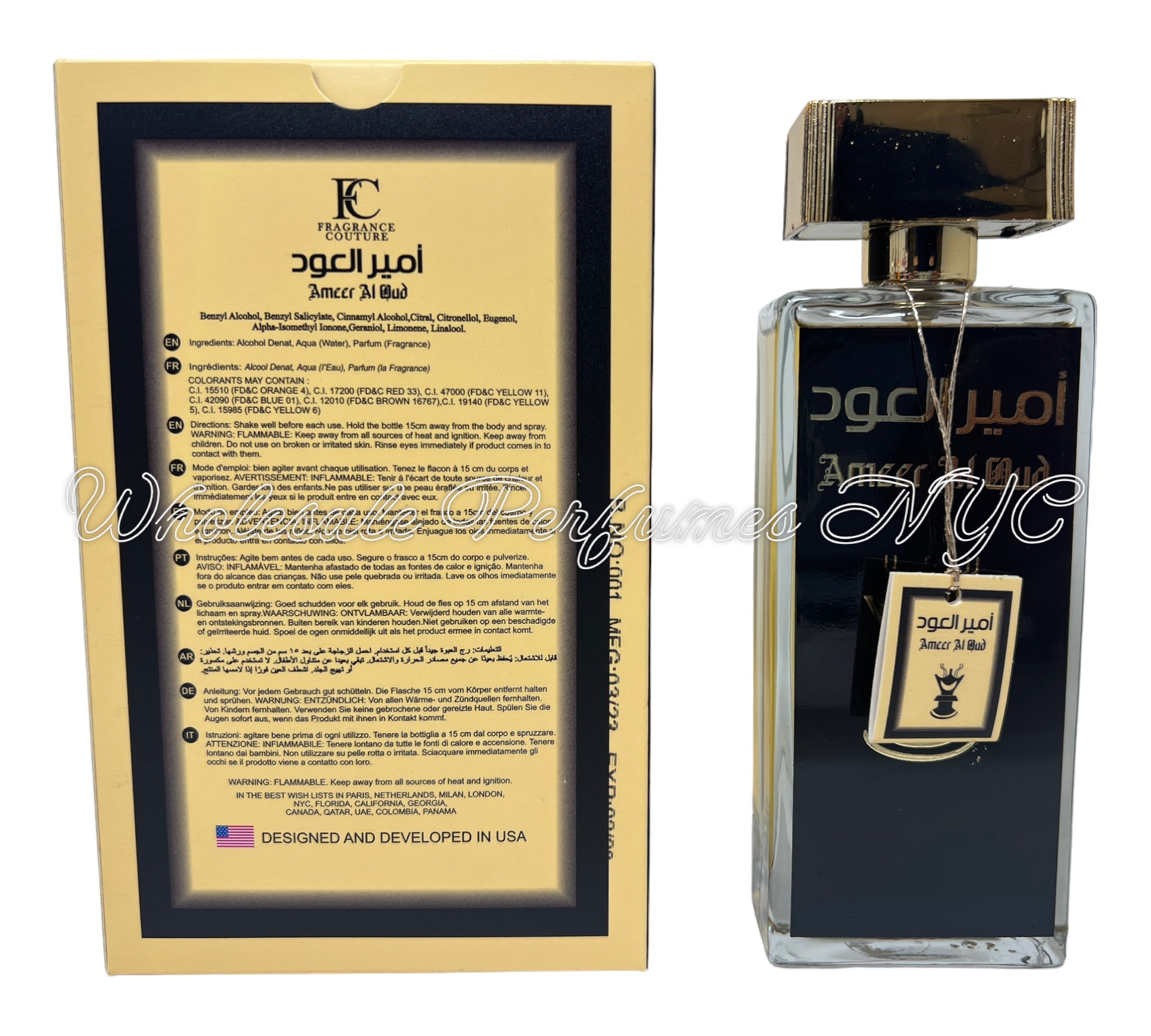 Ameer Al Oud for Men 3.4oz Eau de Parfum Spray in an elegant bottle, part of the Fragrance Couture Collection.