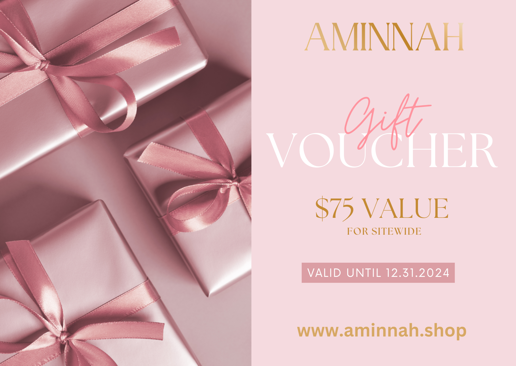 AMINNAH Gift Card displayed on a stylish background, showcasing its elegant design.