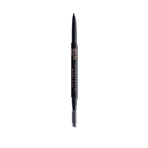 Anastasia Beverly Hills Brow Wiz pencil in Granite shade, featuring a fine tip and spoolie brush for precise eyebrow application.