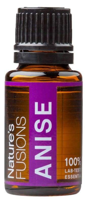 15ml bottle of Anise Pure Essential Oil with a dark amber color, featuring a label with the product name and botanical details.