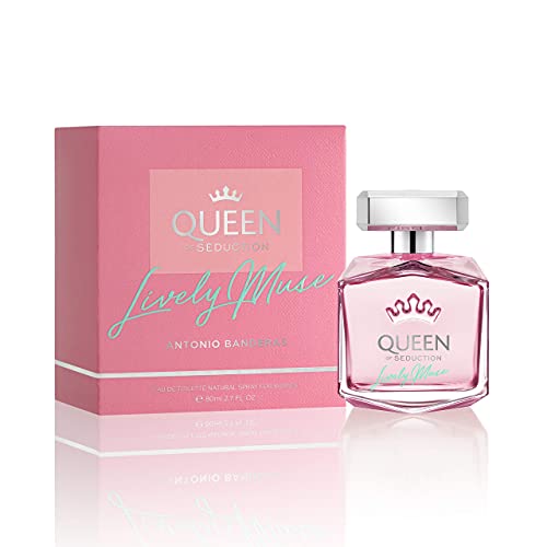 Antonio Banderas Queen of Seduction Lively Muse Eau de Toilette bottle with elegant design and floral accents.