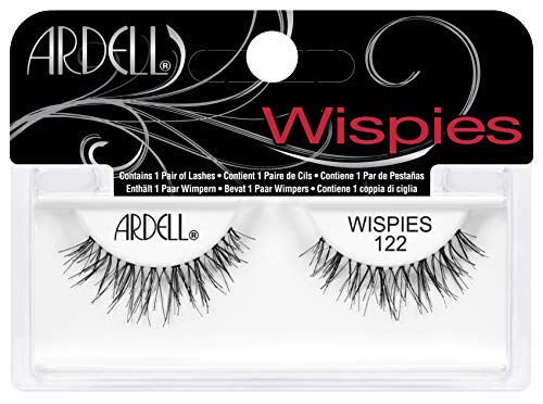 Ardell Wispies False Eyelashes - 122 Black, showcasing natural-looking, crisscrossed lash design for enhanced eye beauty.