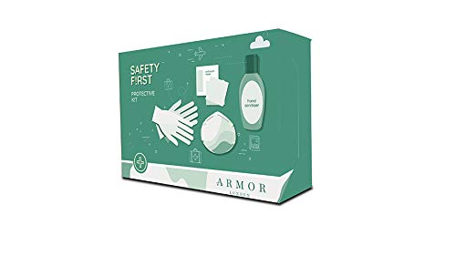 Armor London Safety F!rst Protective Kit containing 14 essential safety items, compact and portable for emergency preparedness.