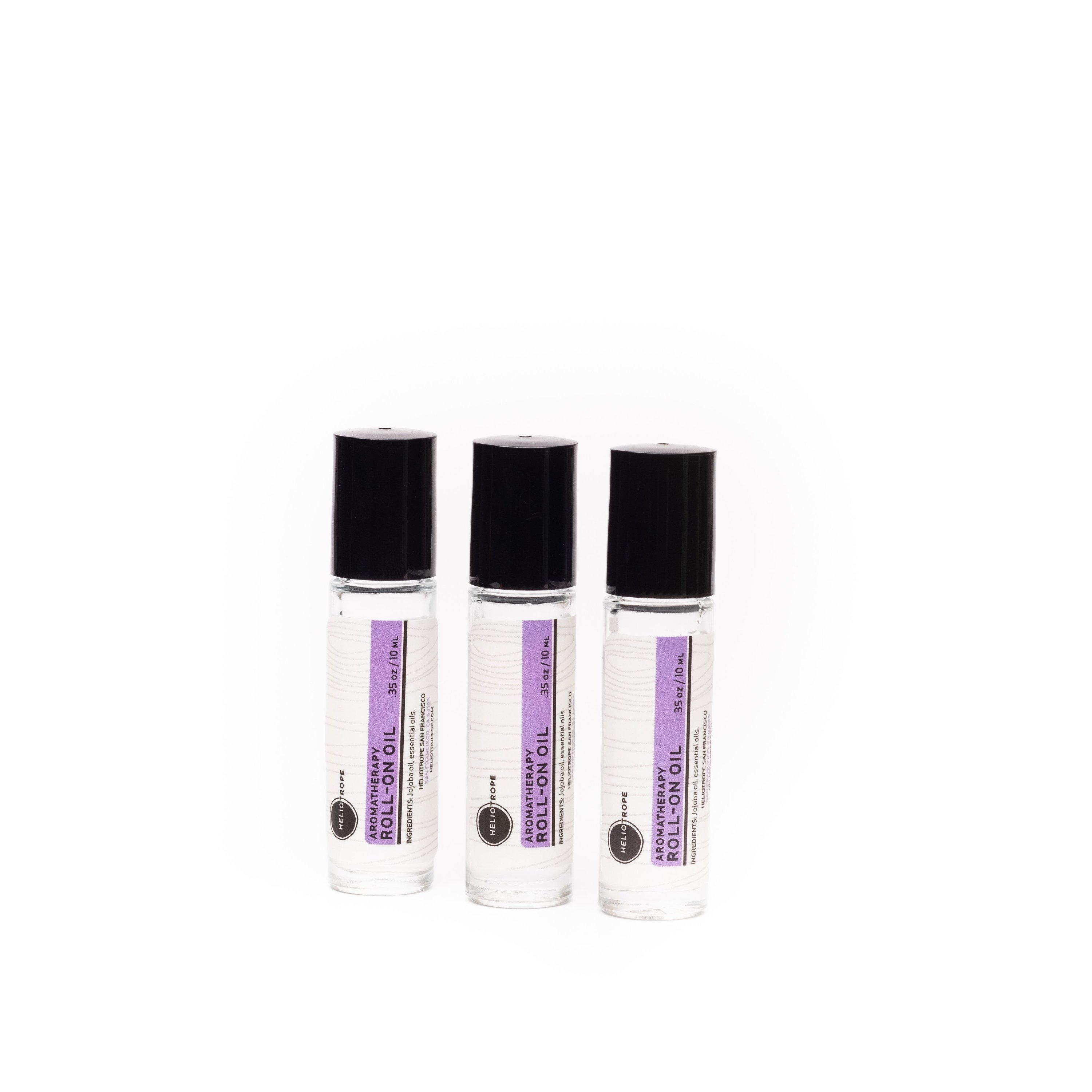 Aromatherapy Roll-On Oil in a frosted glass vial with a roll-on applicator, showcasing its natural essential oil blends.