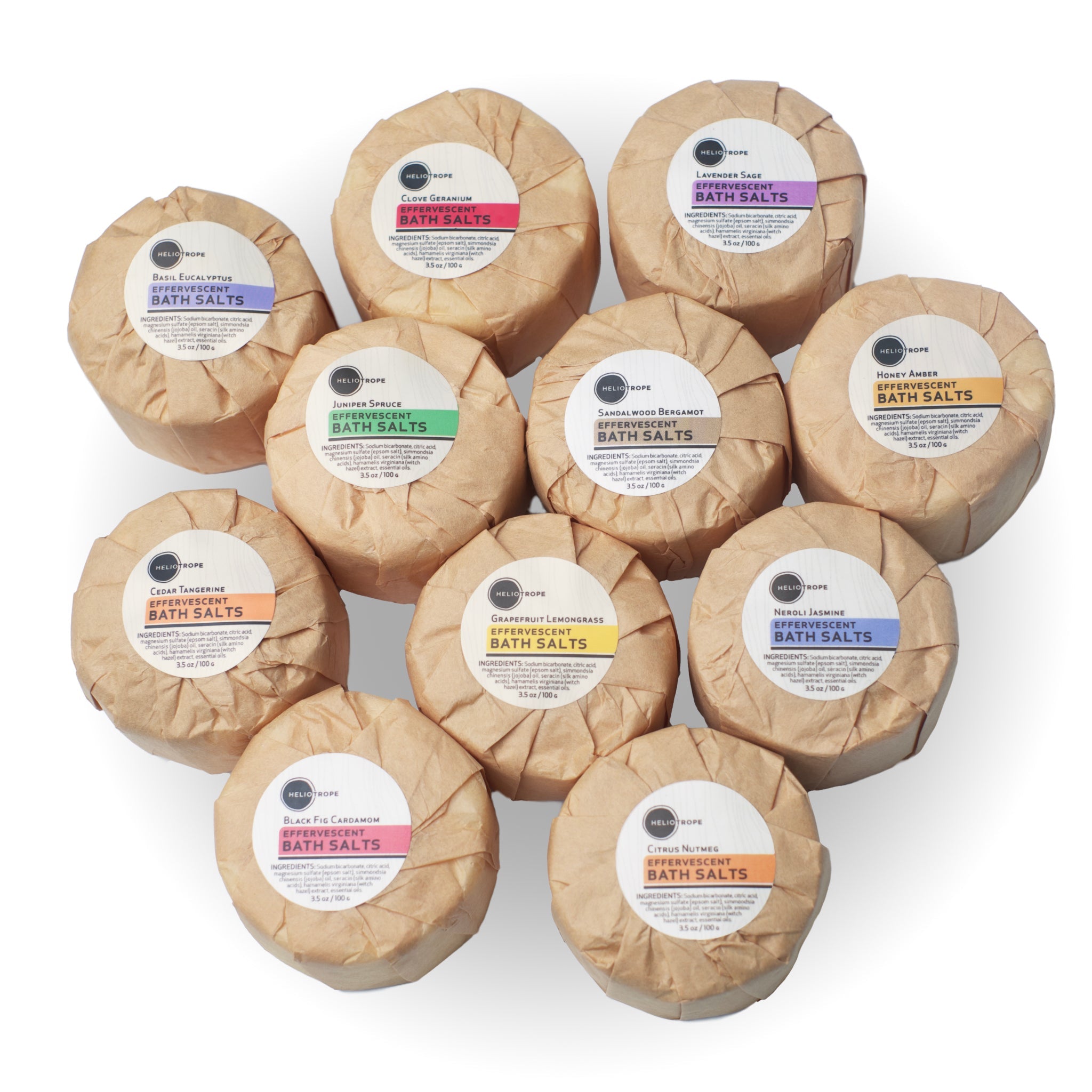 Aromatherapy Shower Steamers in biodegradable packaging, showcasing their disc shape and natural ingredients.