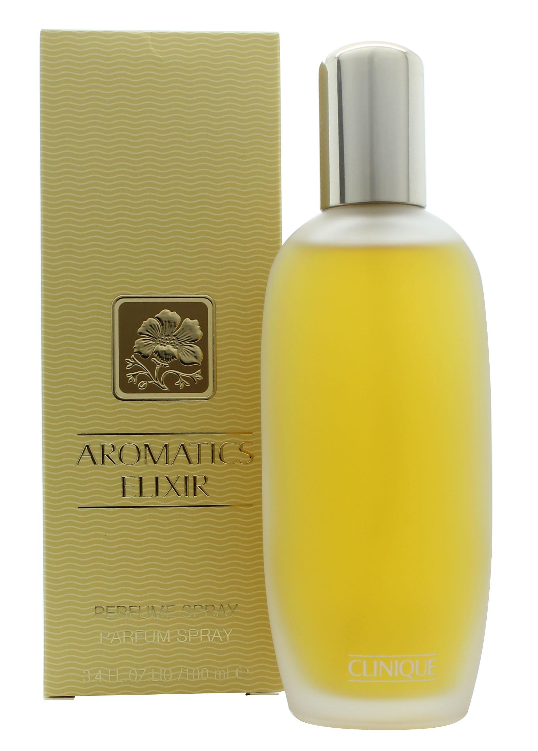 Aromatics Elixir Eau de Parfum bottle with elegant design, showcasing its floral and earthy essence.