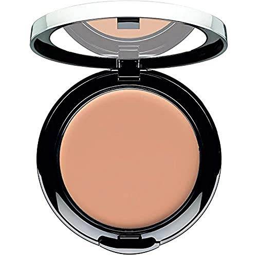 Artdeco Double Finish Compact Cream Foundation in 05 Beige Cognac, showcasing its sleek compact design and creamy texture.