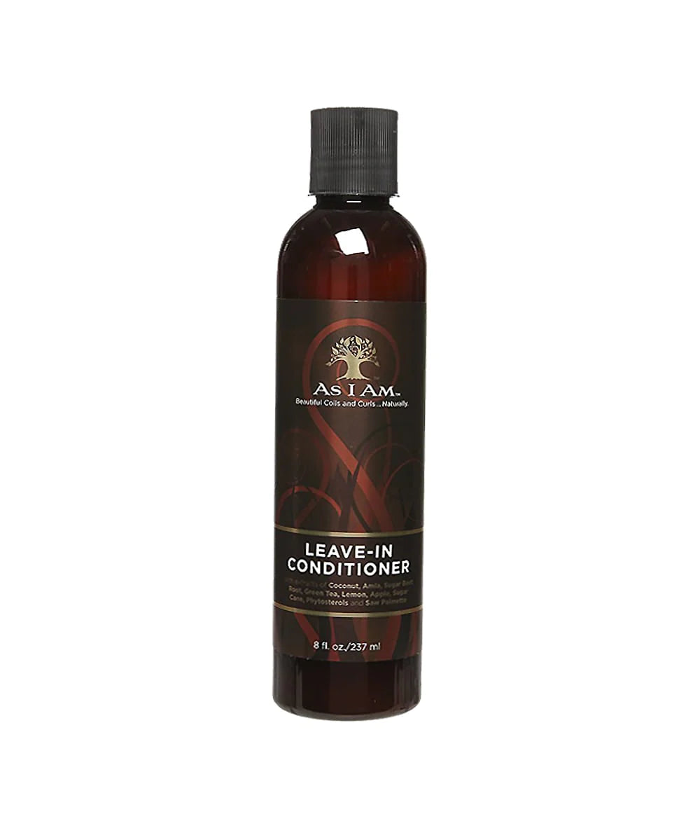 As I Am Leave-In Conditioner 8Oz bottle with natural ingredients for hair care.