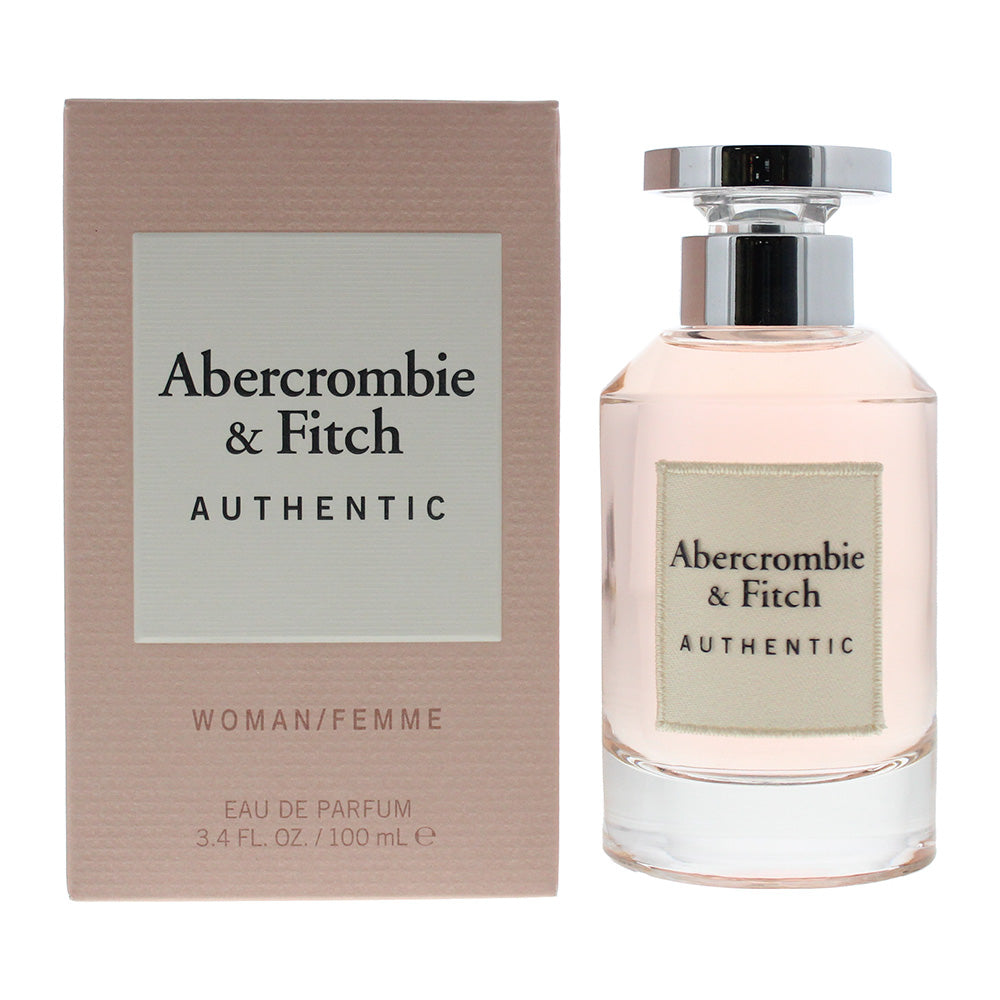 Abercrombie & Fitch Authentic Woman Eau de Parfum bottle with elegant design, showcasing its sophisticated fragrance.