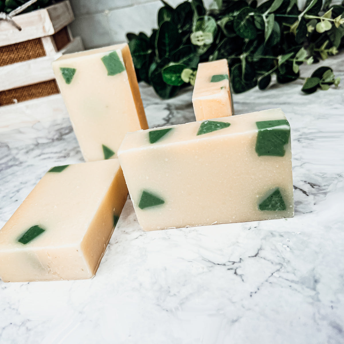 Avocado-Olive-Sunflower-Lemon soap bar with vibrant colors and refreshing scent, handcrafted for skin nourishment.