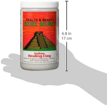 AZTEC SECRET Indian Healing Clay 2lb package showcasing the natural calcium bentonite clay inside, ideal for deep pore cleansing and facials.