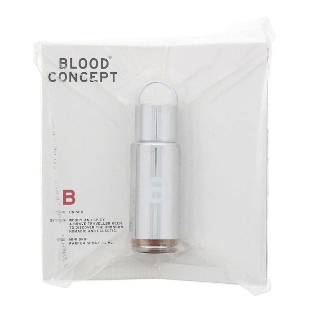 Blood Concept B Eau de Parfum in an elegant bottle, showcasing its sophisticated design.