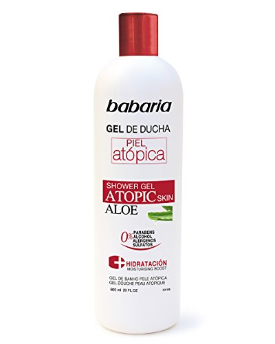 Babaria Aloe Vera Shower Gel bottle with aloe vera leaves in the background, showcasing its natural ingredients.