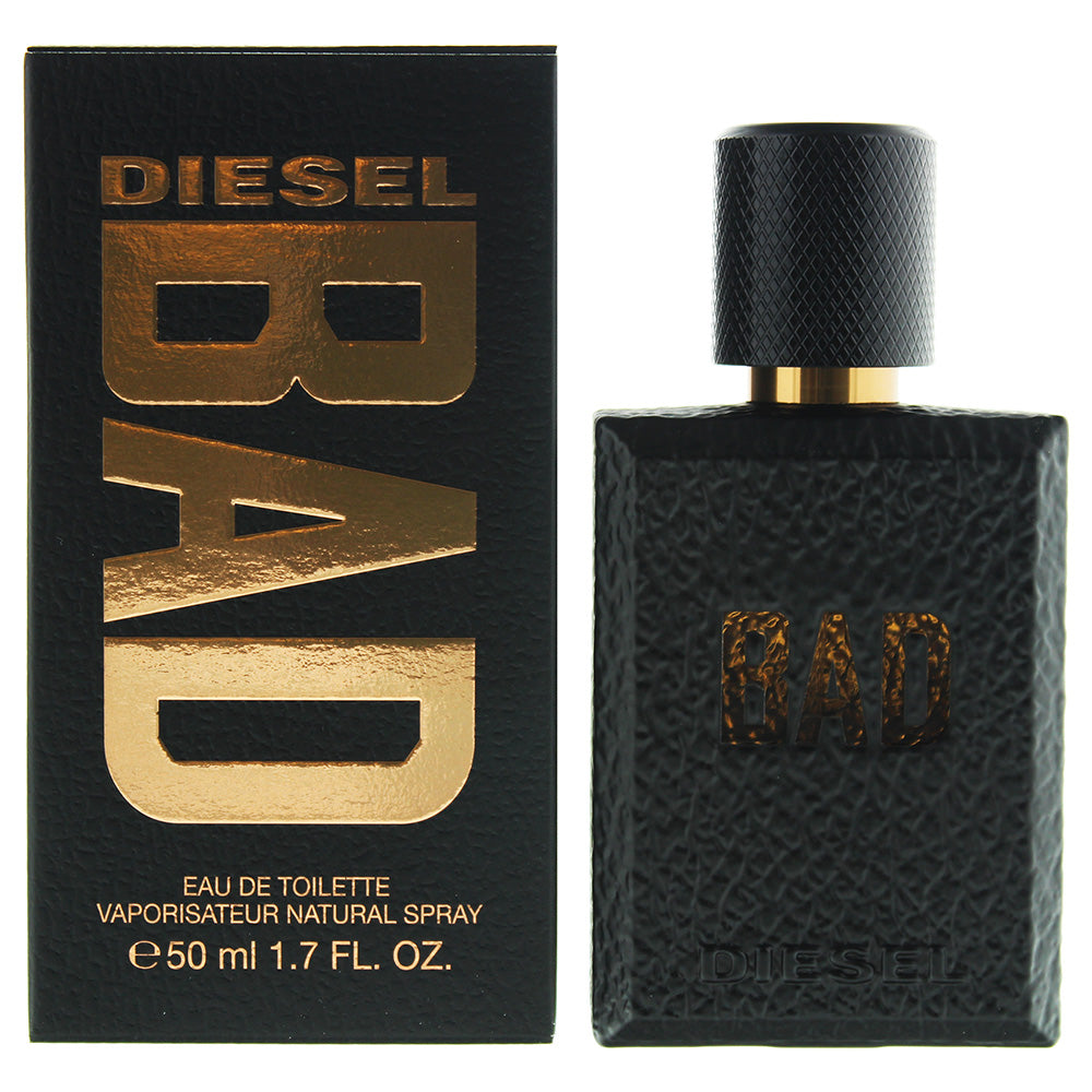 Bad Eau de Toilette by Diesel in a sleek black bottle, showcasing its modern design and masculine appeal.