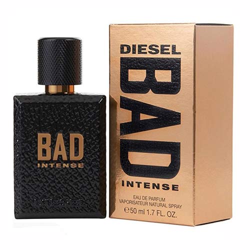 Bad Intense Eau de Parfum by Diesel in a sleek black bottle, showcasing its bold and sophisticated design.