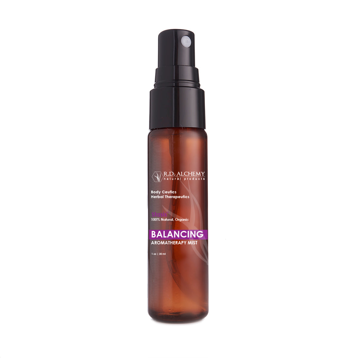 A bottle of Balancing Hot Flash Mist, designed for cooling relief from hot flashes and menopause symptoms, featuring a sleek design and natural ingredients.