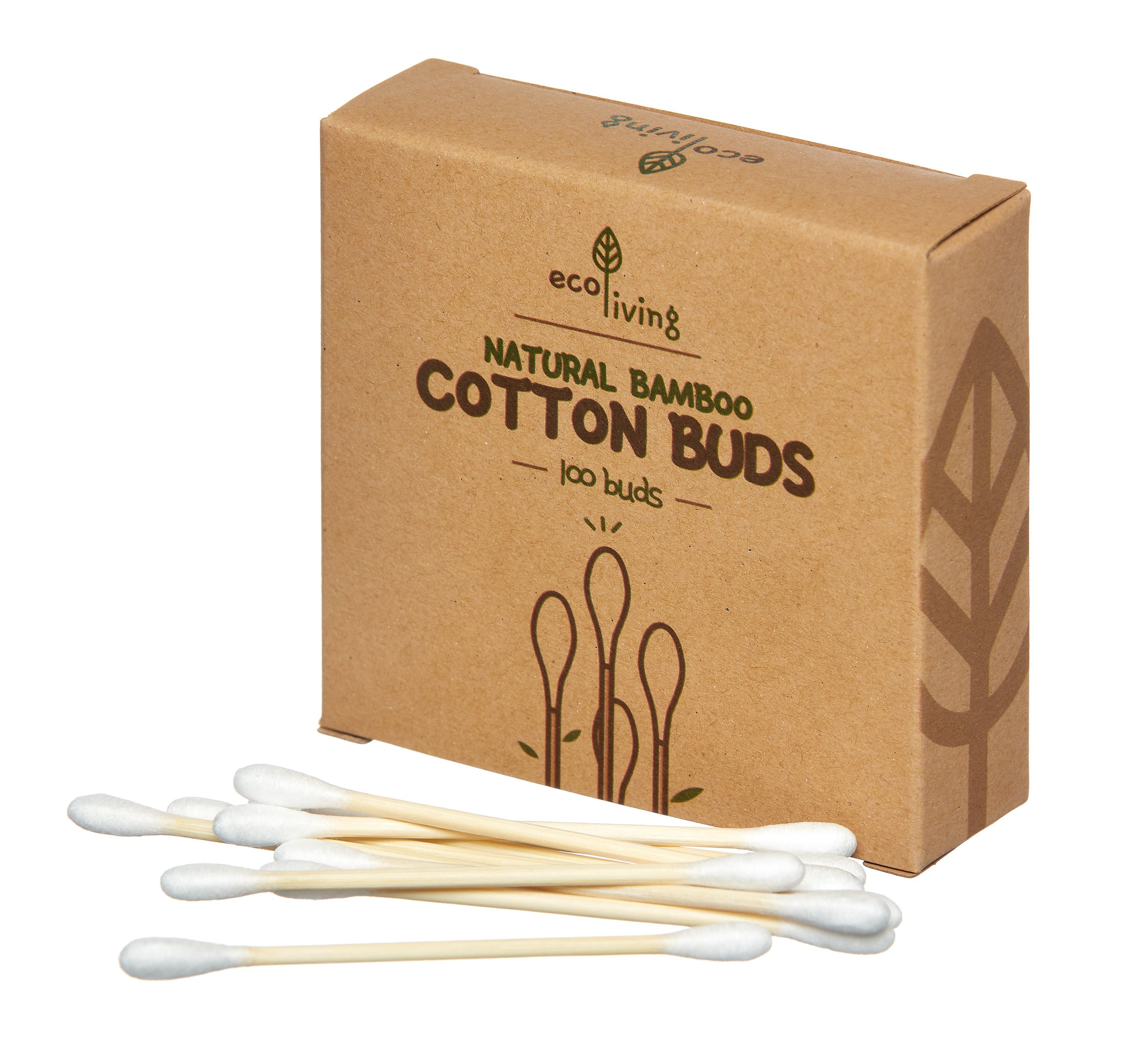 Eco-friendly bamboo cotton buds in recycled paper packaging, showcasing their biodegradable and sustainable features.