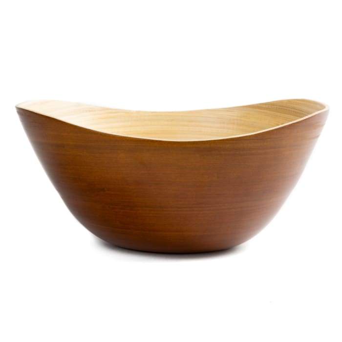 A beautifully crafted walnut bamboo bowl, perfect for gift baskets, showcasing a classic design and natural finish.