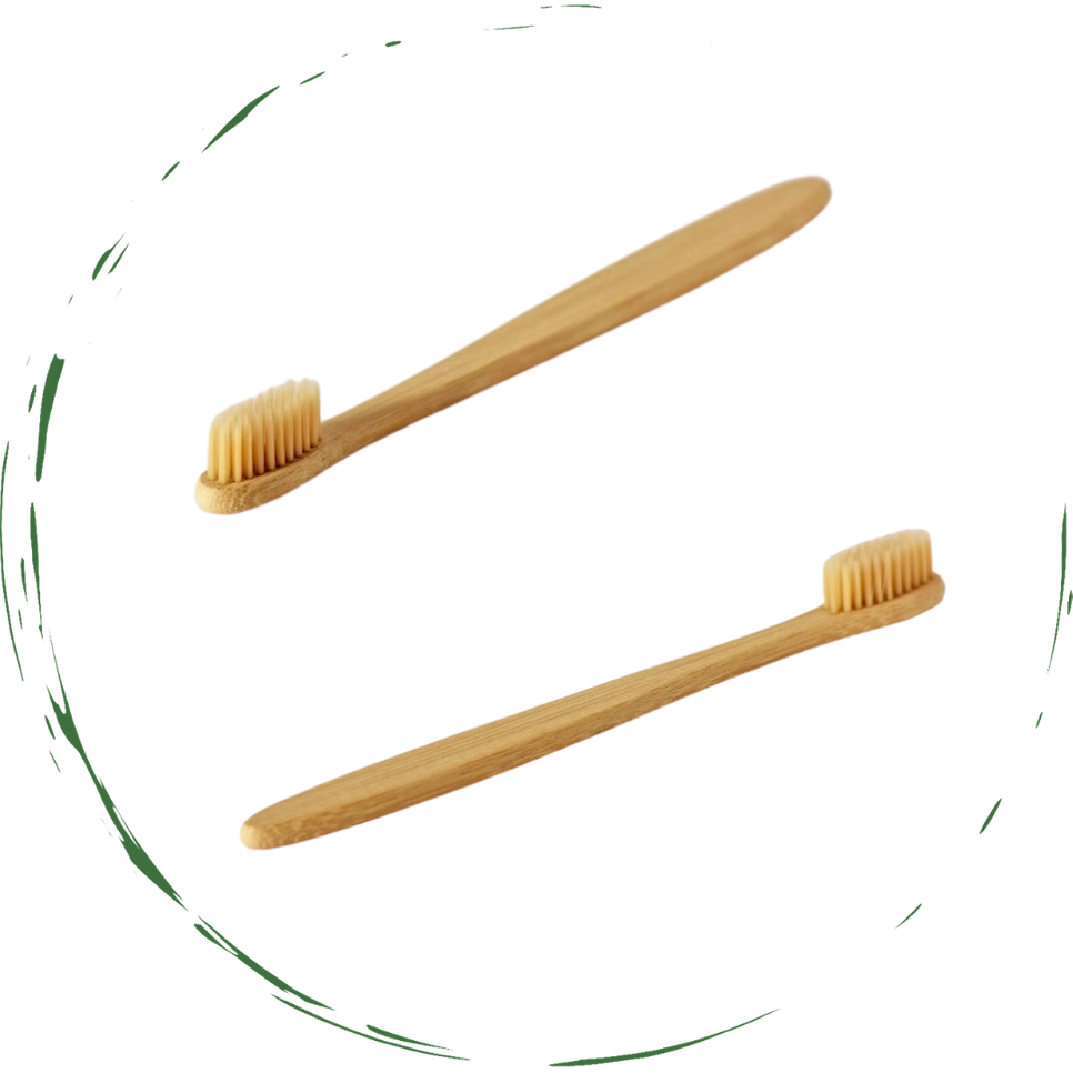 Eco-friendly bamboo toothbrush with soft nylon bristles, featuring a non-slip handle and a delicate design.