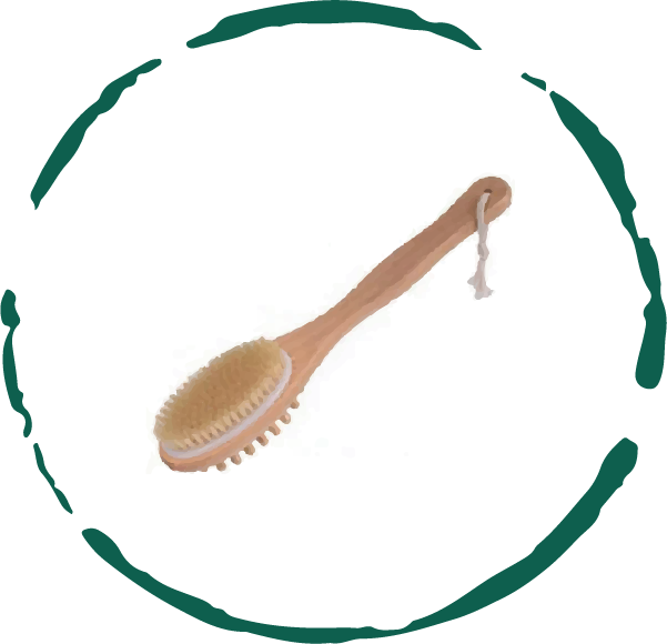 Eco-friendly Bath & Body Massage Brush with a long wooden handle and boar bristles, perfect for dry brushing and massages.