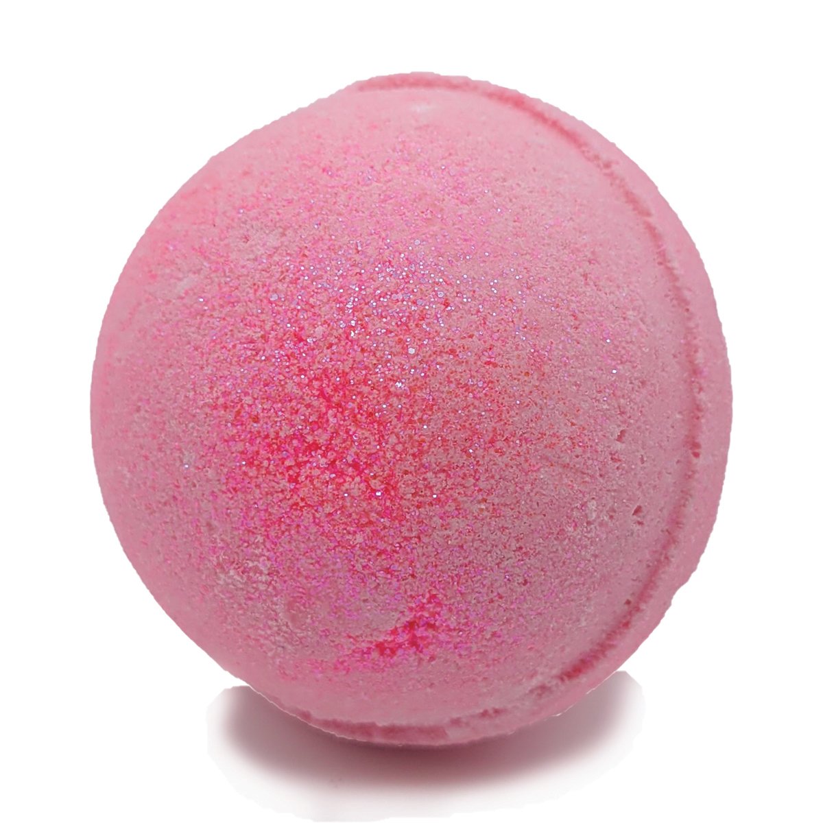 Rose Quartz Bath Bomb from Chakra Collection, glittering with a blend of caramelized spun sugar and vanilla scents.