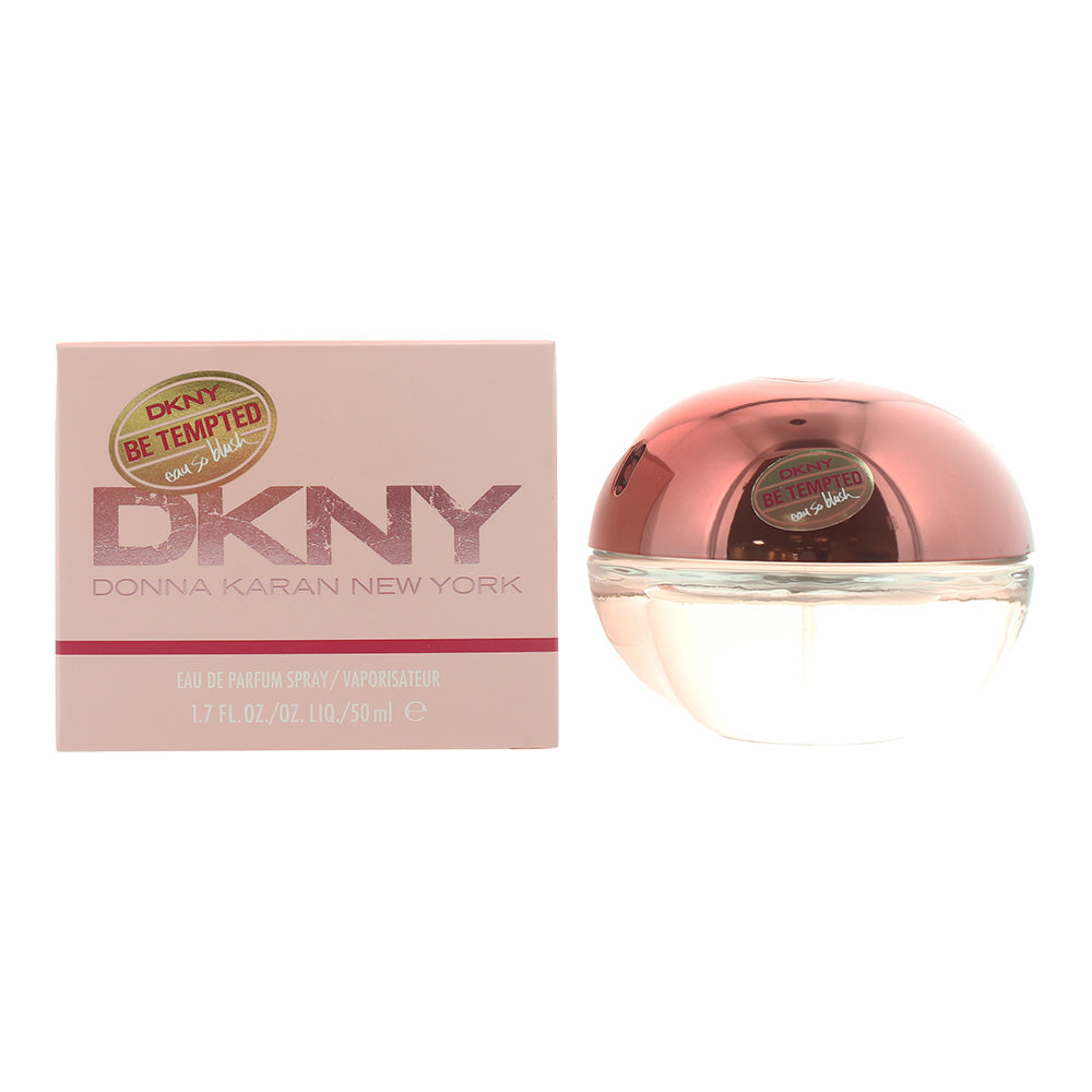 DKNY Be Tempted Eau So Blush Eau de Parfum bottle with elegant design and floral accents.