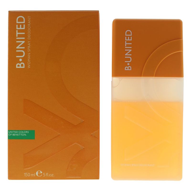 Benetton B United Deodorant can with a sleek design, showcasing its refreshing scent and long-lasting protection.