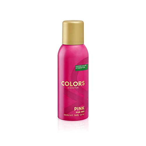 Benetton Colors de Benetton Pink Deodorant Spray in a stylish pink canister, showcasing its vibrant design and refreshing scent.