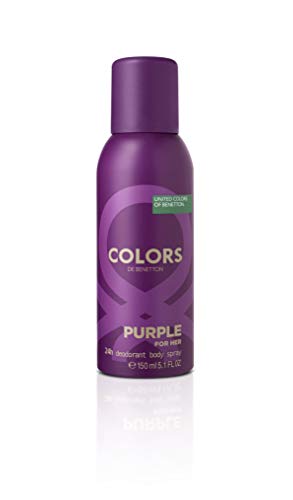 Benetton Colors de Benetton Purple Deodorant Spray in a stylish canister, showcasing vibrant purple design.