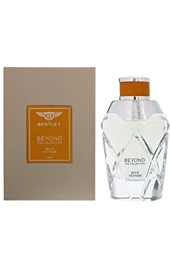 A sleek bottle of Bentley Wild Vetiver Eau de Parfum showcasing its elegant design and rich fragrance.