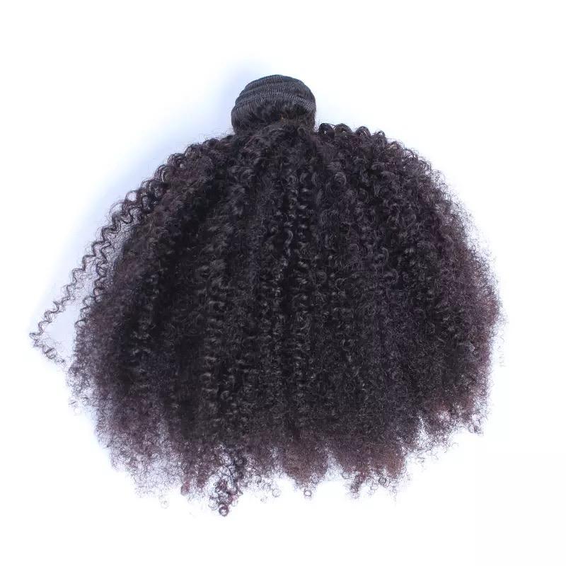 BeuMAX 10A Grade 3/4 Bundles Afro Kinky Curly Brazilian Human Hair displayed in a natural wavy texture, showcasing its softness and volume.