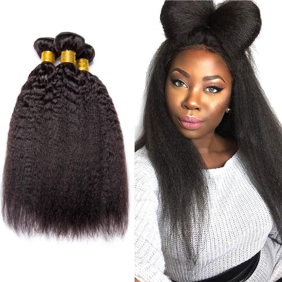 BeuMAX 10A Grade 3/4 Bundles Kinky Straight Brazilian Human Hair displayed in a beautiful arrangement, showcasing its natural texture and quality.