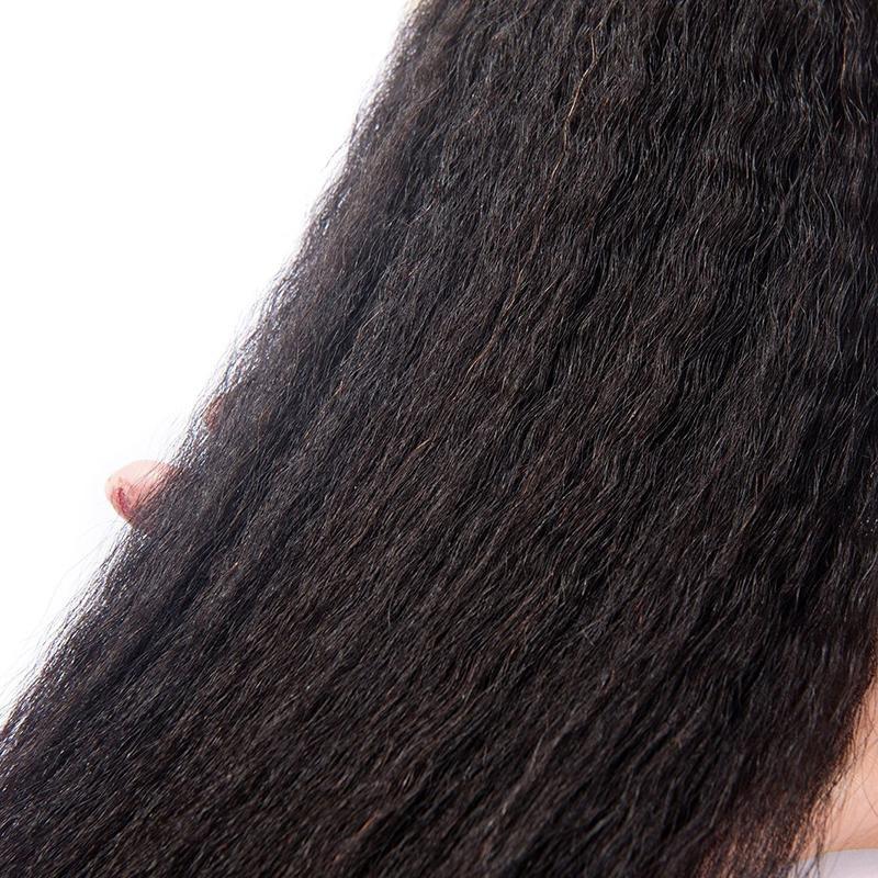 BeuMAX 10A Grade 3/4 Bundles Kinky Straight Brazilian Human Hair displayed in a beautiful arrangement, showcasing its natural texture and quality.