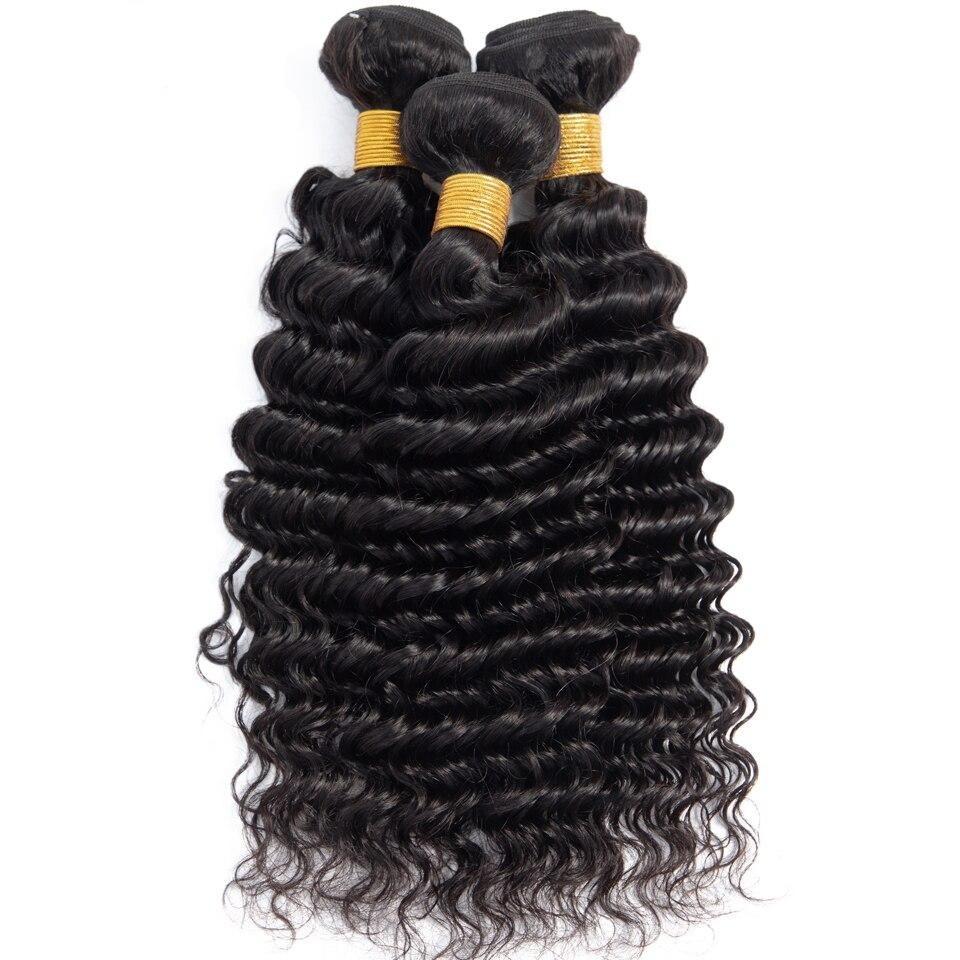 BeuMax 10A Grade 3/4 Deep Wave bundles with 13x4 Frontal displayed elegantly, showcasing the natural wave pattern and quality of the hair.