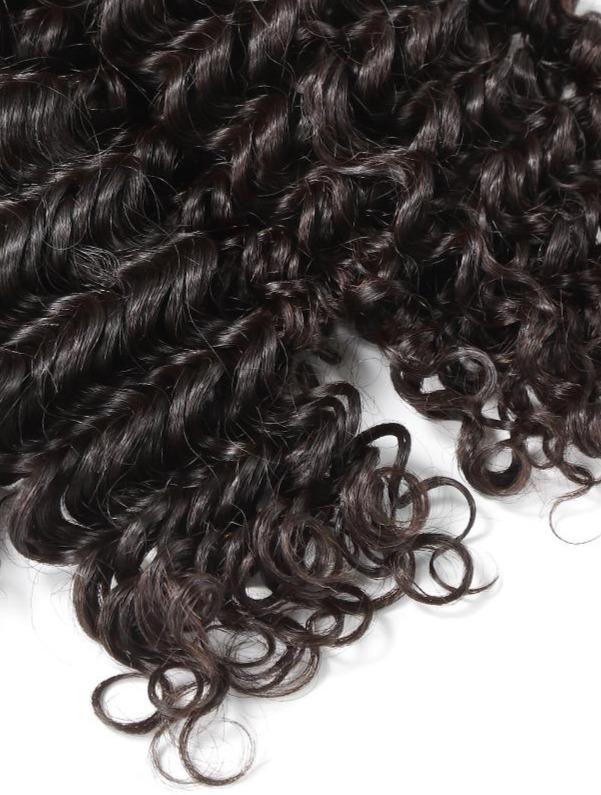 BeuMax 10A Grade 3/4 Deep Wave Bundles with 4x4 Closure, showcasing luxurious, bouncy waves made from 100% virgin unprocessed human hair.