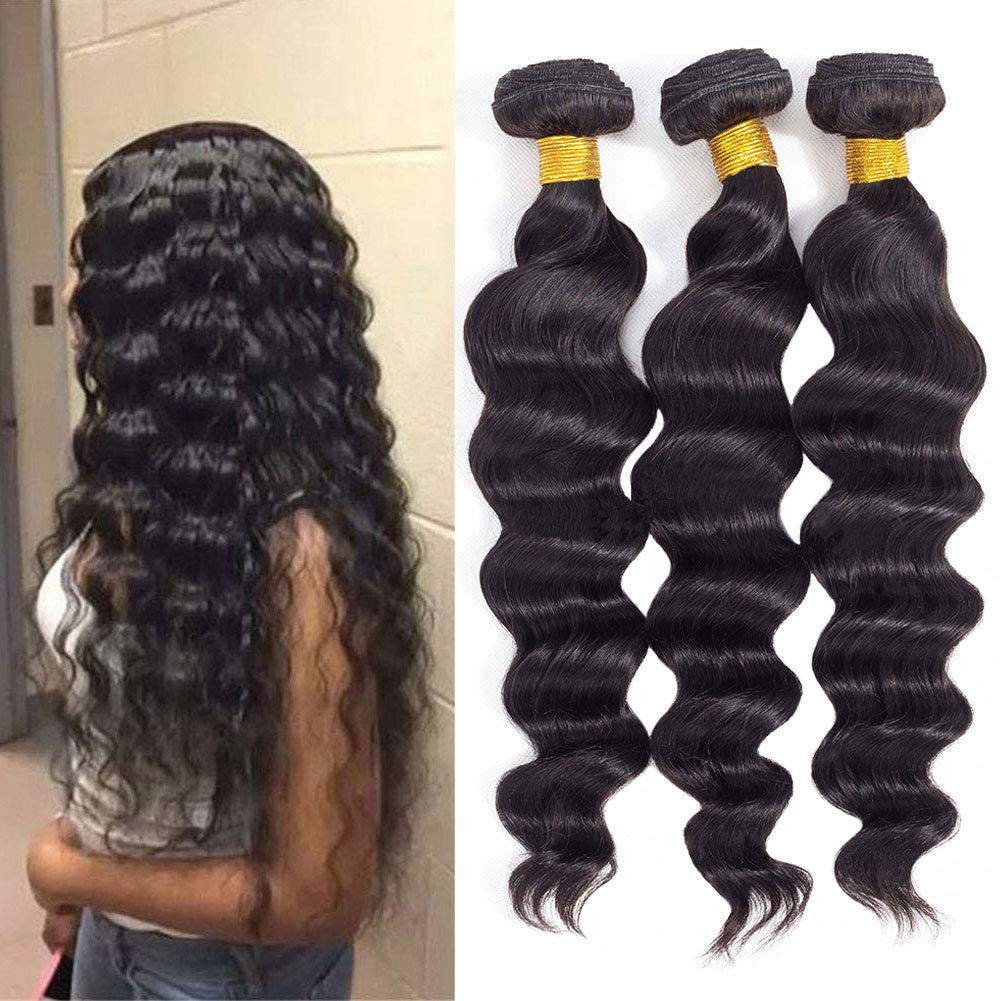 BeuMax 10A Grade 3/4 loose body wave bundles with 13x4 frontal, showcasing natural waves and high-quality virgin human hair.