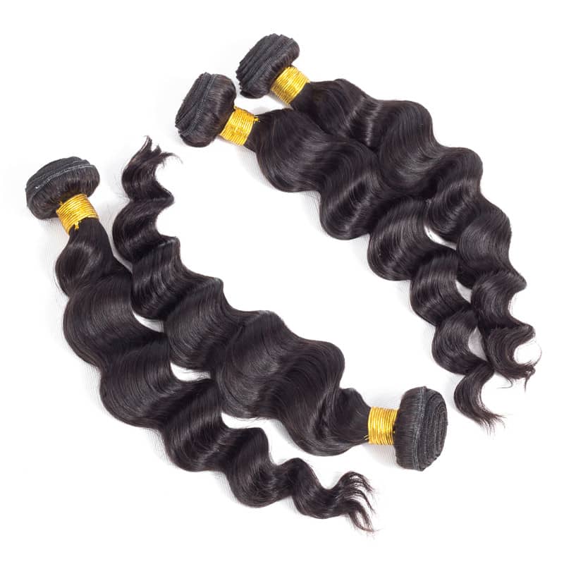 BeuMax 10A Grade 3/4 loose body wave bundles with 13x4 frontal, showcasing natural waves and high-quality virgin human hair.