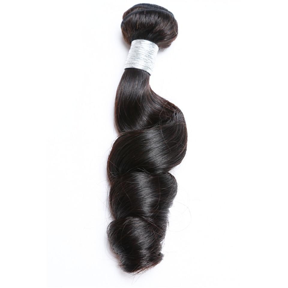 BeuMax 10A Grade 3/4 Loose Wave hair bundles with 13x4 Frontal, showcasing natural waves and high-quality virgin human hair.