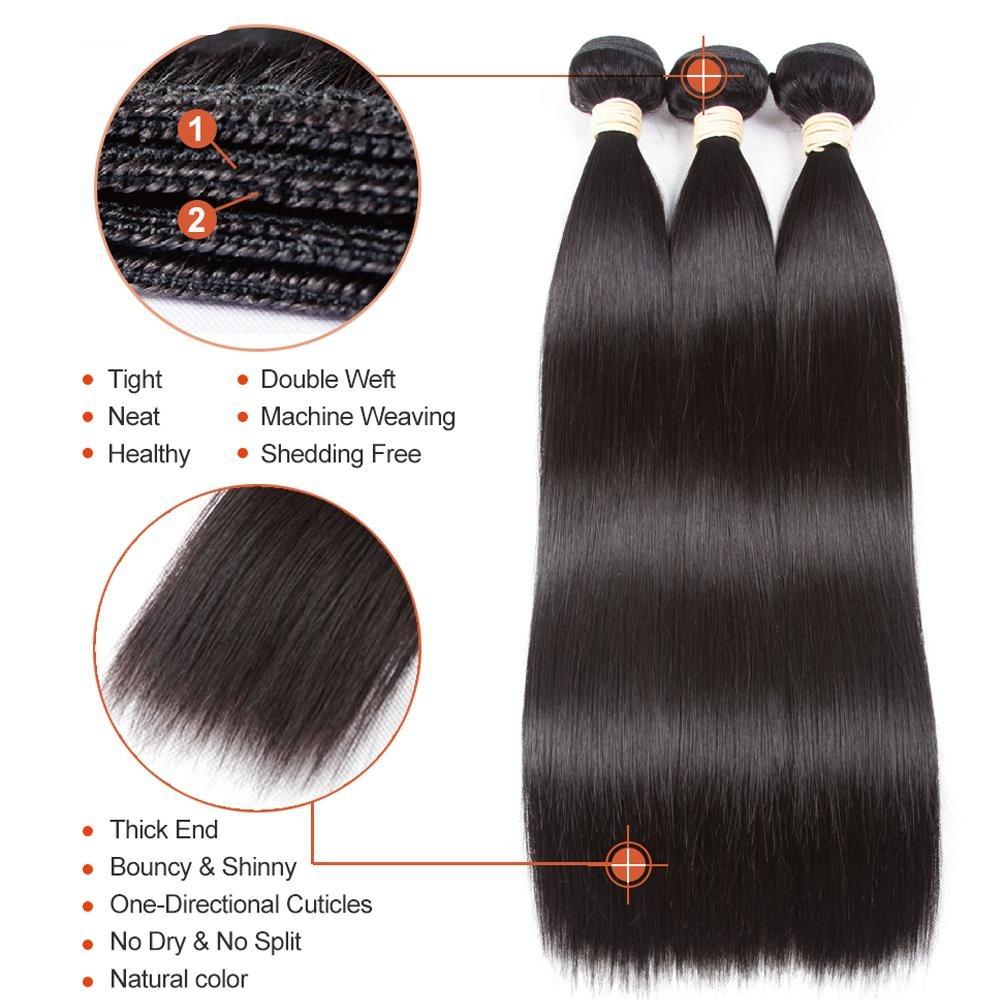 BeuMax 10A Grade 3/4 Straight Hair Bundles with 2x6 Closure, showcasing luxurious, unprocessed virgin human hair in a sleek, straight style.