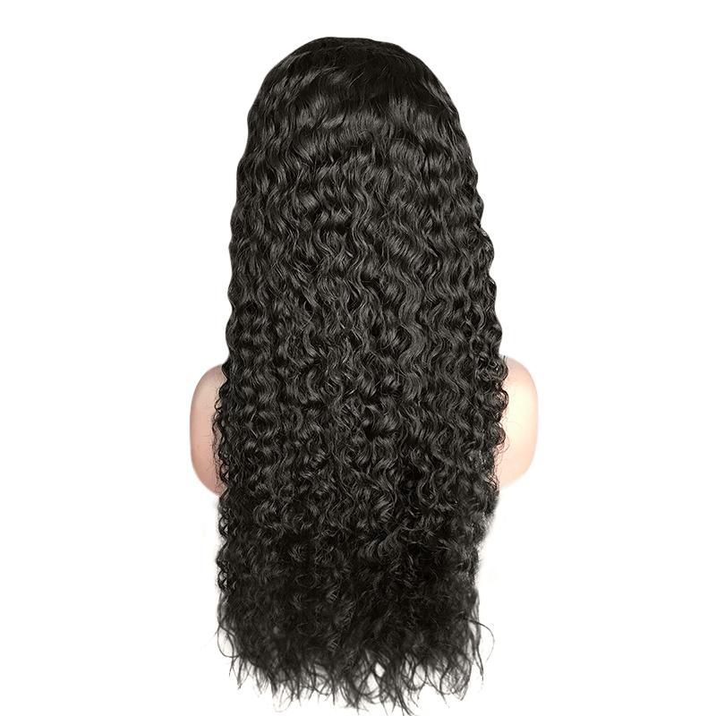 Beumax 13x6 Water Wave Lace Frontal Human Hair Wig in natural black color, showcasing long, flowing waves and a realistic lace frontal hairline.