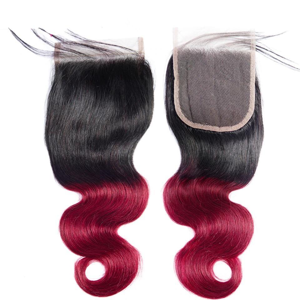 BeuMax 1B Burgundy Body Wave Bundles with Closures & Frontals showcasing luxurious, wavy texture and rich color.