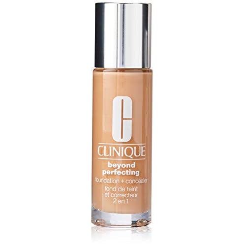 Clinique Beyond Perfecting Foundation + Concealer in 14 Vanilla, showcasing the sleek packaging and creamy texture.