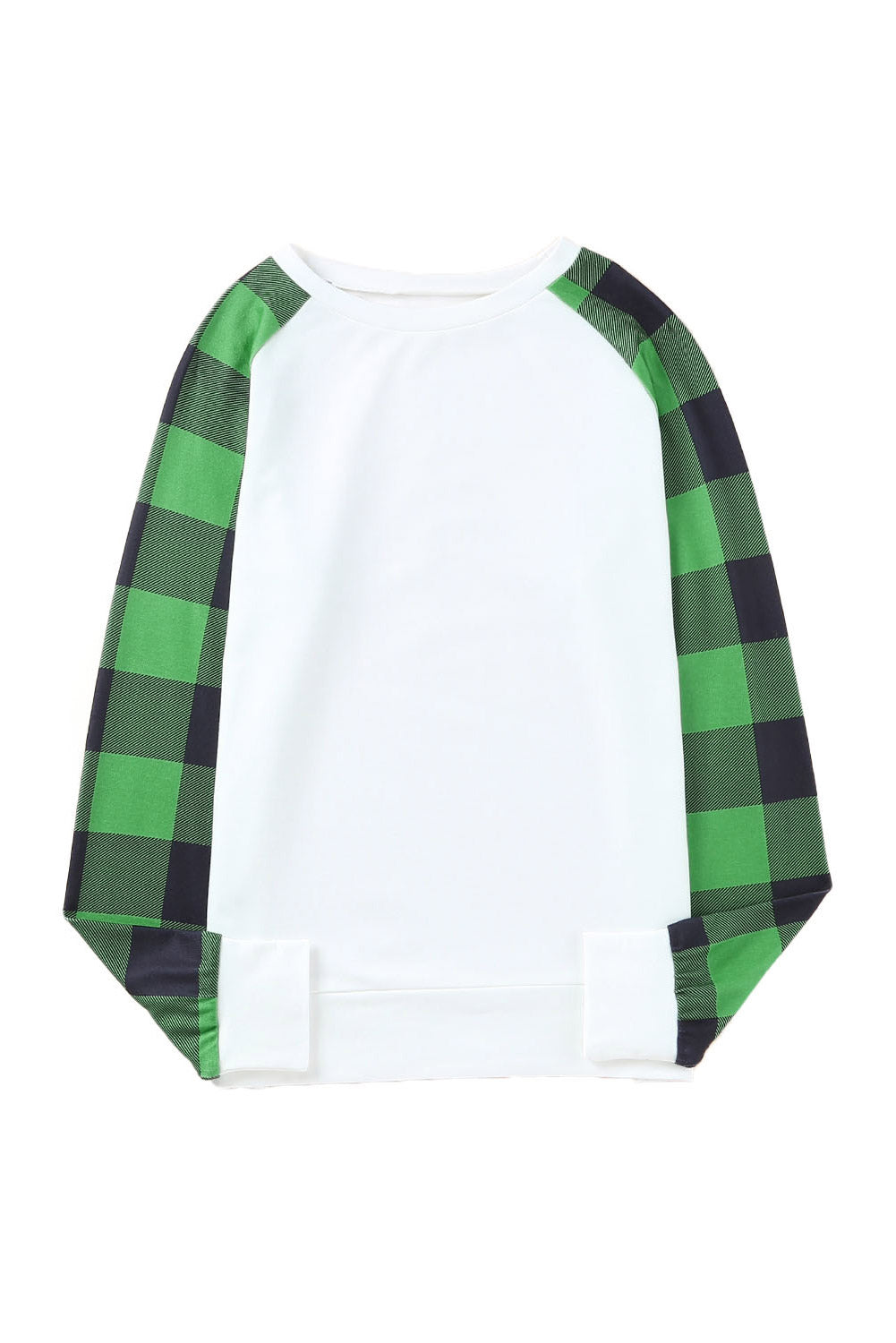 Black Buffalo Plaid Long Sleeve Sweatshirt featuring a cozy cotton blend fabric and stylish patchwork design.