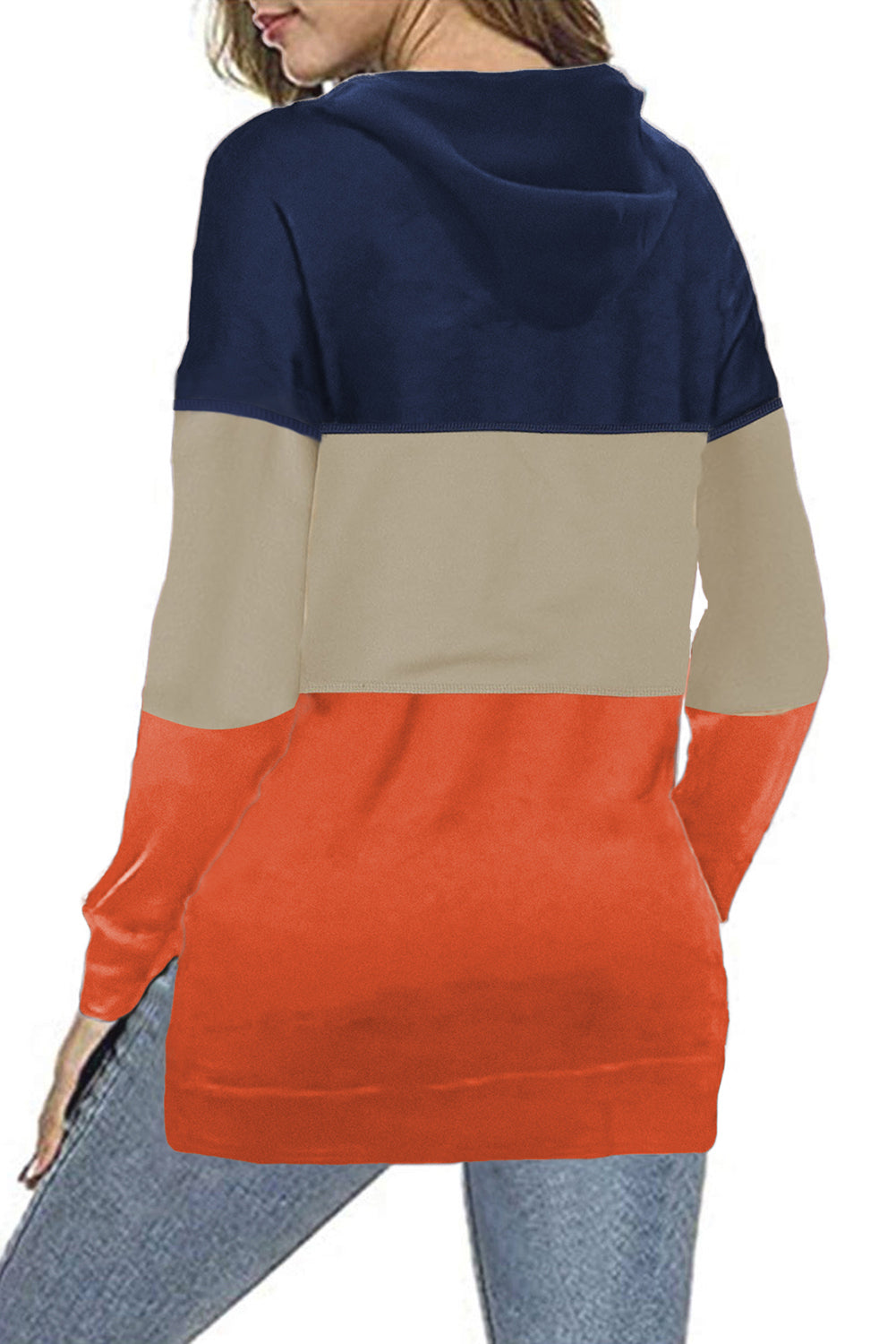 Black Drawstring Color Block Stripe Casual Hoodie featuring pastel stripes and a hooded neckline, perfect for casual wear.