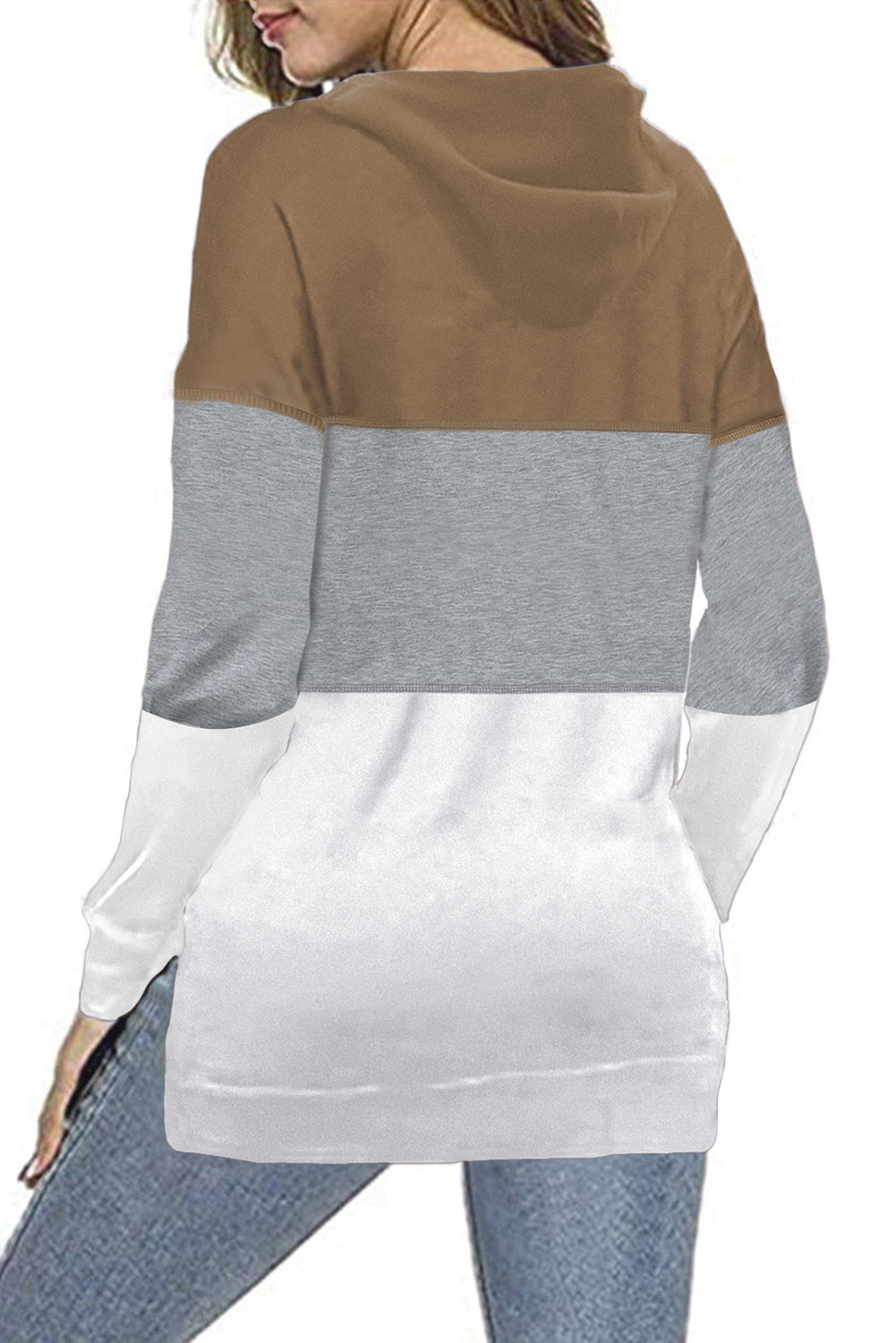 Black Drawstring Color Block Stripe Casual Hoodie featuring pastel stripes and a hooded neckline, perfect for casual wear.