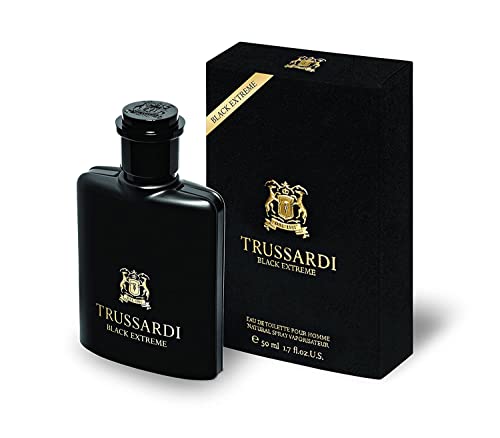 Trussardi Black Extreme Eau de Toilette in a sleek black bottle, showcasing its elegant design.